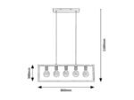 Pendul Indigo, metal negru, abajur fag, E27 x5 MAX 40W, L860MM - imagine 5