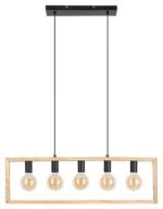 Pendul Indigo, metal negru, abajur fag, E27 x5 MAX 40W, L860MM - imagine 4