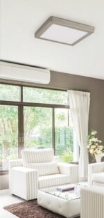 Lumină indirectă Lois, metal crom satin, abajur alb, LED 24W, L300MM, H300MM