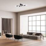 Plafonieră Prudence, metal negru, abajur transparent, E27 x4 MAX 40W, L820MM, H215MM