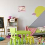 Lampă pentru copii Hanka, plastic alb, abajur multicolor, E27 x1 MAX 40W, Ø280MM