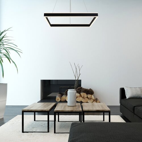 3085-e.jpg Pendul Quadro, metal negru mat, abajur alb, LED 60W, L600MM, H50MM - imagine 1