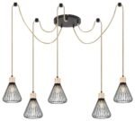 Pendul Farfalle, metal/ lemn negru, E27 x5 MAX 40W, Ø180MM - imagine 3