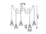 Pendul Farfalle, metal/ lemn negru, E27 x5 MAX 40W, Ø180MM - imagine 5