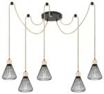 Pendul Farfalle, metal/ lemn negru, E27 x5 MAX 40W, Ø180MM - imagine 4