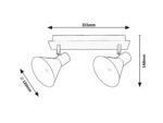 Spot Alvaro, metal negru mat, abajur auriu, E14 x2 MAX 40W, Ø120MM, L355MM, H150MM - imagine 5