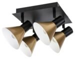 Spot Alvaro, metal negru mat, abajur auriu, E14 x4 MAX 40W, Ø120MM, L375MM, H375MM - imagine 4