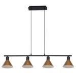 Pendul Alvaro, metal negru mat, abajur auriu, E27 x4 MAX 40W, Ø160MM, L1000MM - imagine 4