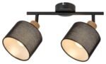Spot Miguel, metal/ lemn stejar, abajur negru, E14 x2 MAX 40W, H340MM - imagine 3