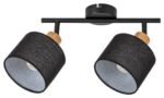 Spot Miguel, metal/ lemn stejar, abajur negru, E14 x2 MAX 40W, H340MM - imagine 4