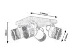 Spot Rotem, metal/ lemn nucă, abajur negru mat, E14 x4 MAX 40W, Ø110MM, L440MM, H440MM - imagine 6