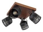 Spot Rotem, metal/ lemn nucă, abajur negru mat, E14 x4 MAX 40W, Ø110MM, L440MM, H440MM - imagine 5