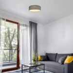 Plafonieră Otilia, metal gri, abajur alb, LED 22W, Ø400MM, H140MM