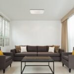 Plafonieră Oscar, metal crom, abajur alb, LED 36W, L635MM, H330MM