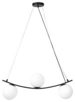 Pendul Aslan, metal negru mat, abajur alb, E14 C37 x3 MAX 5W, L700MM - imagine 3