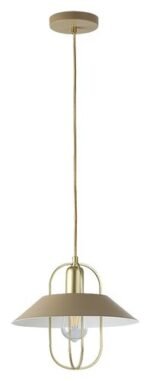 Pendul Nesrin, metal auriu, abajur bej, E27 x1 MAX 40W, Ø300MM - imagine 3