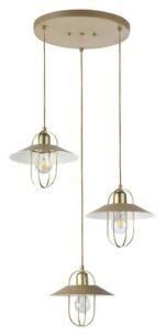 Pendul Nesrin, metal auriu, abajur bej, E27 x3 MAX 40W, Ø240MM, L508MM, H472MM - imagine 3