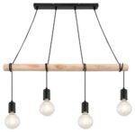 Pendul Pablo, metal/ lemn negru mat, E27 x4 MAX 40W, L850MM - imagine 3