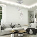 Pendul Aviana, metal alb, abajur transparent, LED 24W, Ø390MM