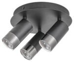 Plafonieră Zircon, metal negru mat, abajur argintiu, GU10 x3 MAX 5W, Ø52MM, L280MM - imagine 3