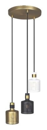Pendul Alberta, metal auriu, abajur alb, negru, auriu, E27 x3 MAX 9W - imagine 3