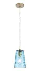 Pendul Azurine, metal auriu, abajur albastru, E27 x1 MAX 40W, Ø150MM, L150MM, H1750MM - imagine 4