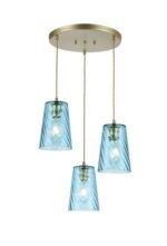 Pendul Azurine, metal auriu, abajur albastru, E27 x3 MAX 40W, Ø153MM, L420MM, H1750MM - imagine 4