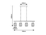 Pendul Indiana, metal negru, E14 x4 MAX 25W, Ø95MM, L700MM - imagine 5