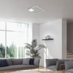 Plafonieră Sirius, metal crom, abajur alb, LED 30W, L400MM, H400MM