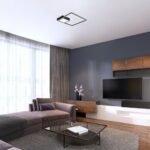 Plafonieră Sirius, metal negru mat, abajur alb, LED 30W, L400MM, H400MM