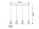 Pendul Hestia, metal crom, abajur transparent, E14 x4 MAX 40W, Ø120MM, L770MM - imagine 5