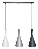 Pendul Trincola, metal negru, abajur alb, argintiu, negru, E27 x3 MAX 40W, Ø190MM, L700MM, H400MM