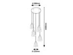 Pendul Jarina, metal negru, abajur transparent, E27 x5 MAX 40W - imagine 5