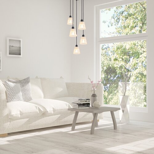 5334-e.jpg Pendul Jarina, metal negru, abajur transparent, E27 x5 MAX 40W - imagine 1