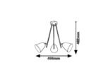 Pendul Alder, metal negru, E14 x3 MAX 40W, L493MM - imagine 4