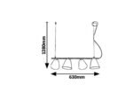 Pendul Alder, metal negru, E14 x4 MAX 40W, L630MM - imagine 4