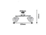 Spot Basil, metal crom satin, abajur stejar învechit, E14 x2 MAX 10W, Ø85MM, L360MM - imagine 4