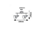 Spot Thelma, metal argintiu antic, E14 x2 MAX 40W, L320MM - imagine 7