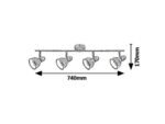 Spot Thelma, metal argintiu antic, E14 x4 MAX 40W, L740MM - imagine 6