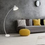 Lampadar Otto, metal alb mat, abajur folie argint, E27 x1 MAX 60W, Ø250MM, L780MM, H1580MM