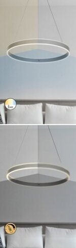 Pendul Othello, metal gri, abajur alb, LED 36W, Ø590MM - imagine 4