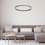 Pendul Othello, metal gri, abajur alb, LED 36W, Ø590MM