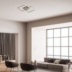 Plafonieră Ashton, metal negru mat, abajur alb, LED 24W, L400MM, H400MM
