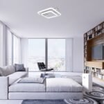 Plafonieră Fandral, metal crom satin, abajur alb, LED 33W, L350MM, H310MM