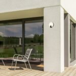 Aplică exterior Cyprus, aluminiu negru, abajur alb, LED 10W, Ø180MM, L180MM, H195MM
