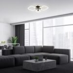 Plafonieră Sotiris, metal negru mat, abajur alb, LED 47W, L540MM, H460MM