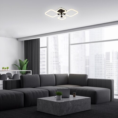71006-e.jpg Plafonieră Sotiris, metal negru mat, abajur alb, LED 47W, L540MM, H460MM - imagine 1