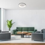 Plafonieră Iliana, metal argintiu, abajur alb, LED 56W, Ø520MM