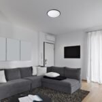 Plafonieră Engon, plastic negru, abajur alb, LED 18W, Ø270MM