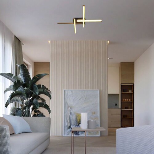 71145-e.jpg Plafonieră Remiel, metal negru mat, abajur alb, LED 20W, L750MM, H620MM - imagine 1